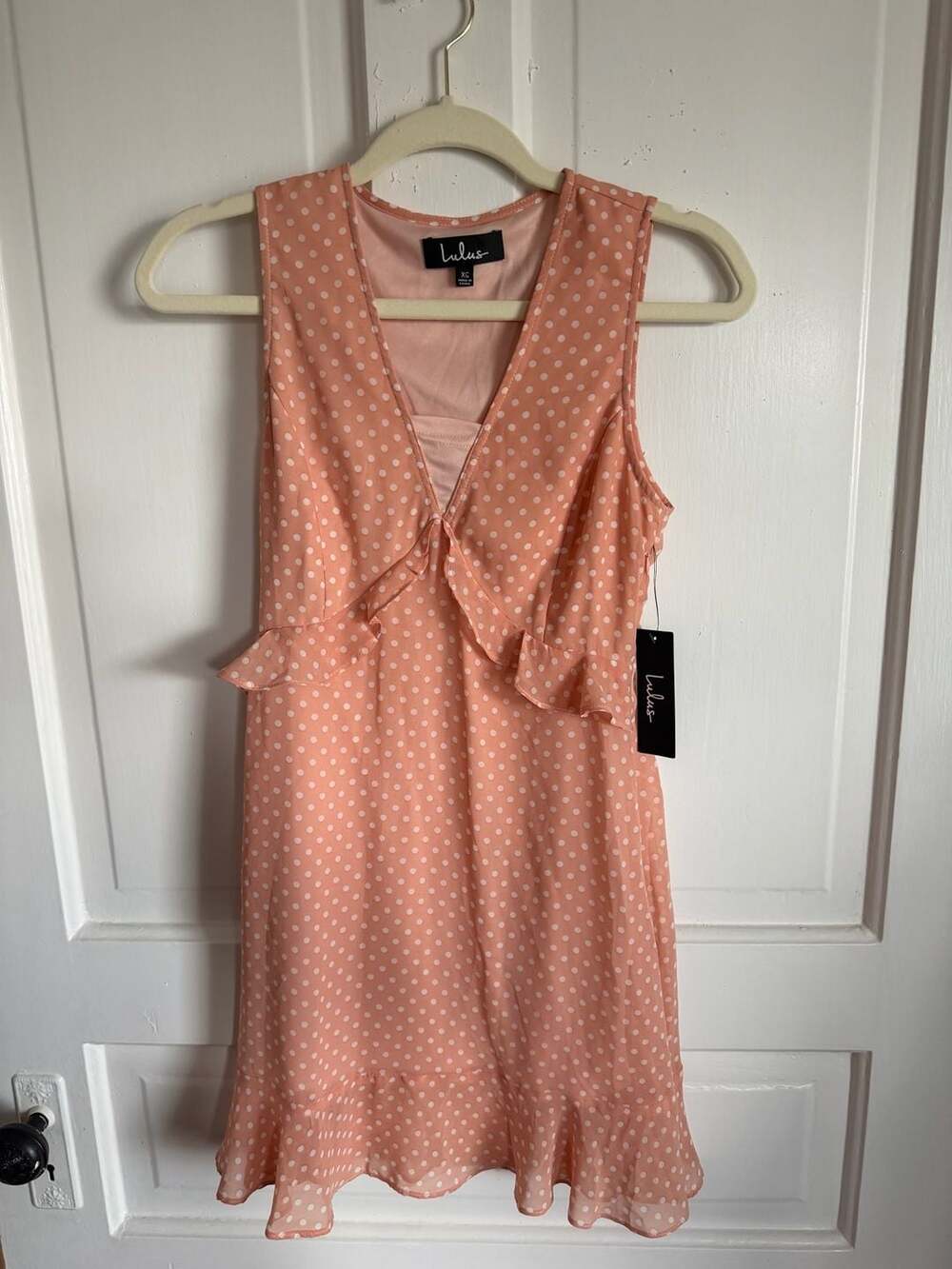 Lulus You Got It Mini Dress Size XS Pink Polka Dot Ruffle